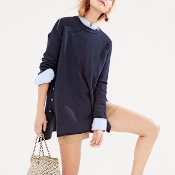 J.Crew Sweaters - J Crew Wool Cotton Long Sweater Navy Small